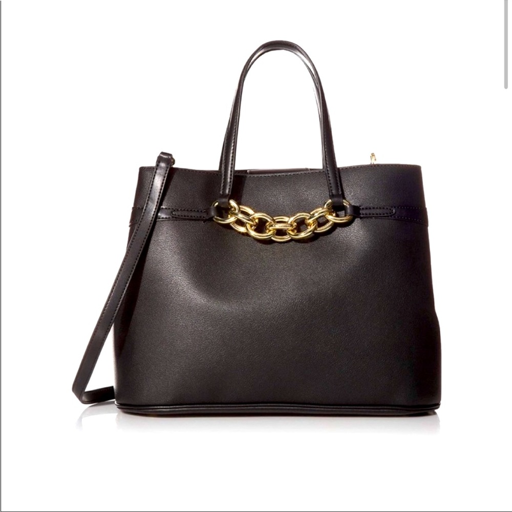 NWT Calvin Klein Evelyn Daytona Leather crossbody Mini Satchel Black
